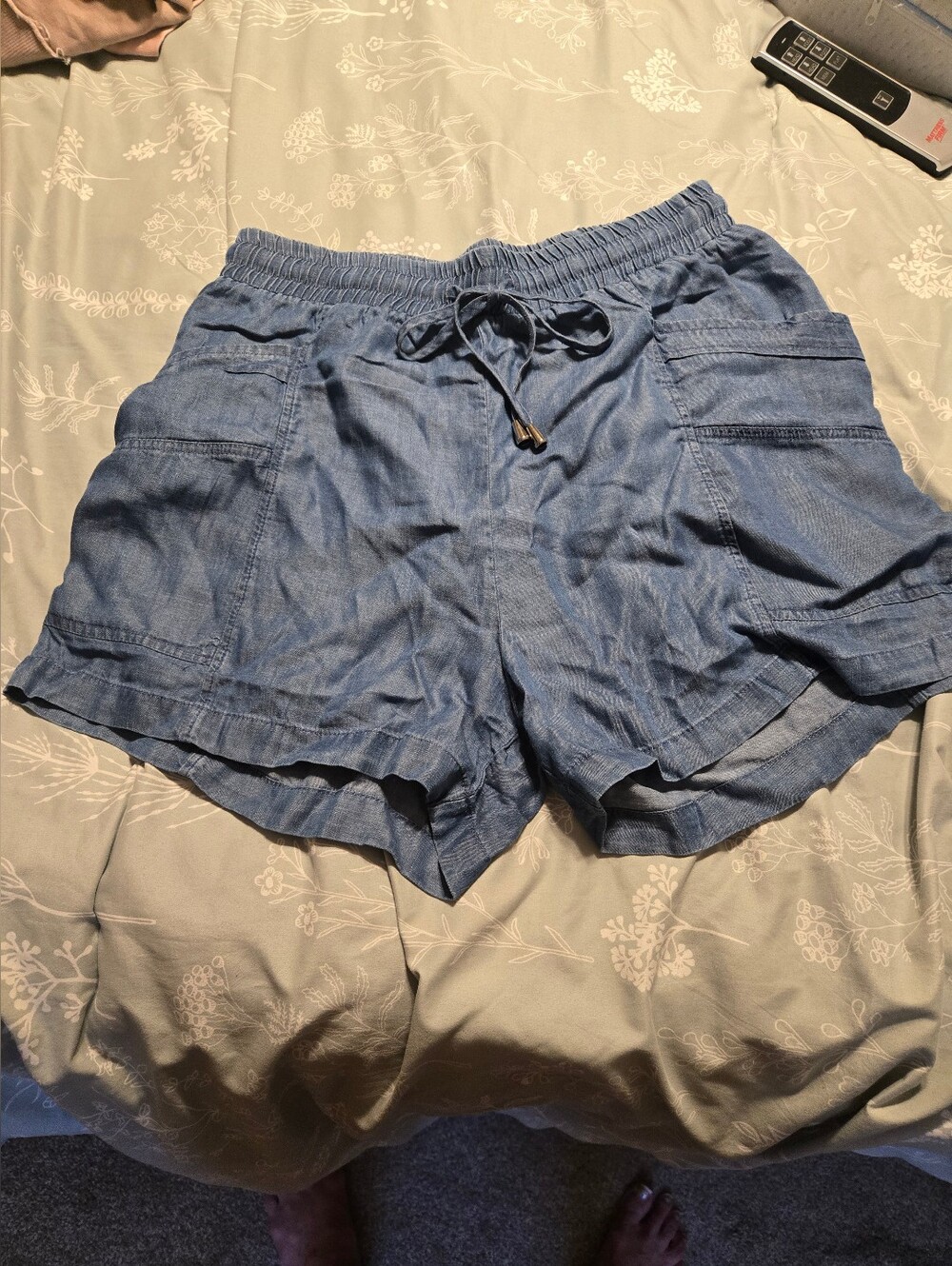 Spin USA Women’s Blue Drawstring Linen-Blend Shorts, Matches With Spin USA Dolma